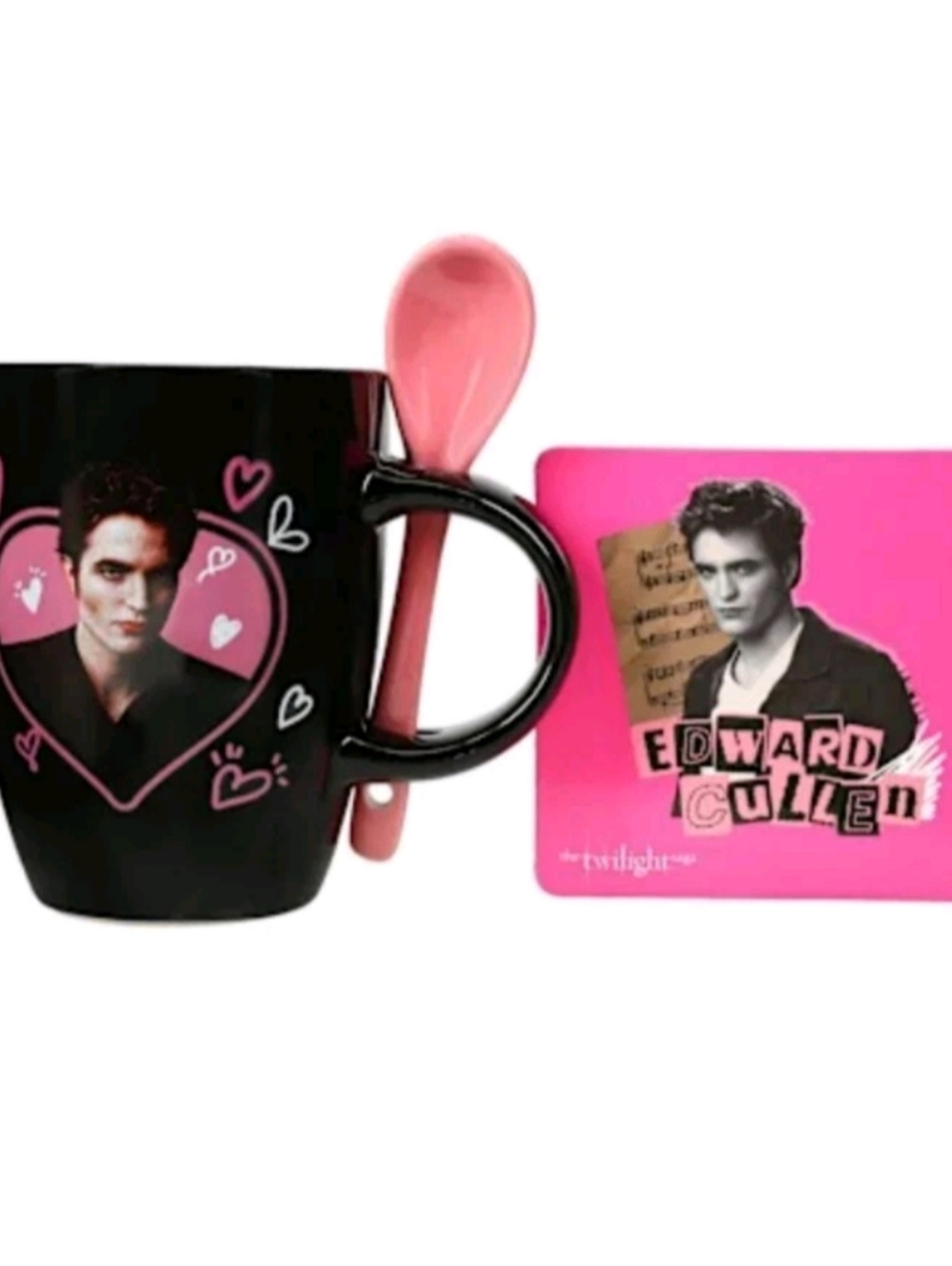 Twilight Edward Cullen Ceramic Mug Coaster Set Movie Poster Print Tea Coffee Cup